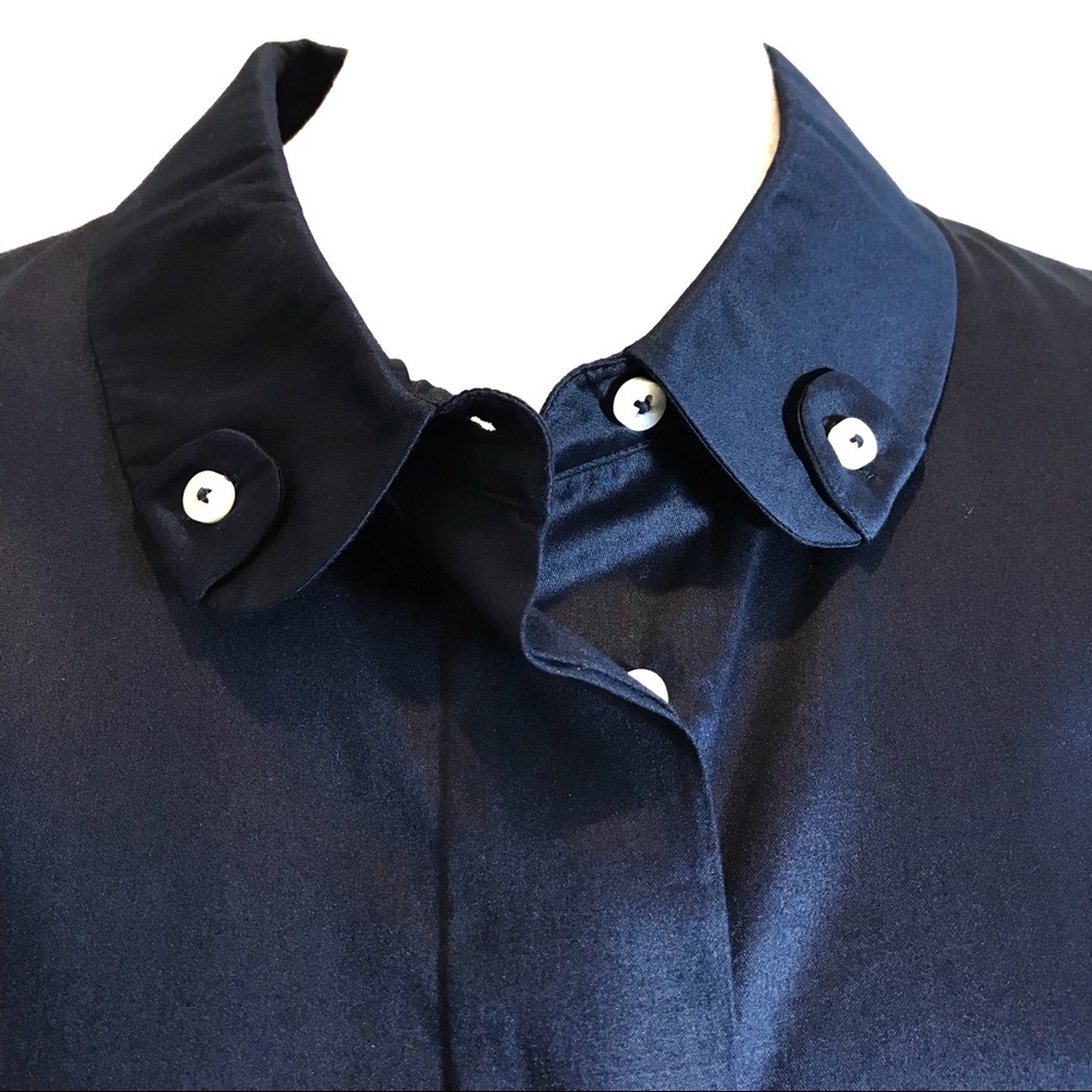 [Alice Roi] Silk Navy Blue Button Down Shirt - Picture 2 of 7